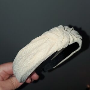 New handmade boutique top knot flexible wide headband off white